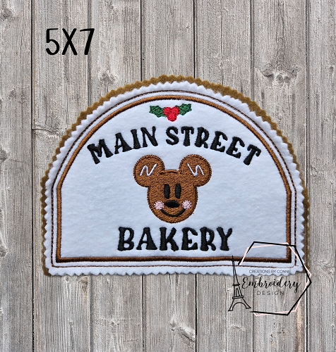 Main St Baker Napkin Holder Embroidery Design - 5x7